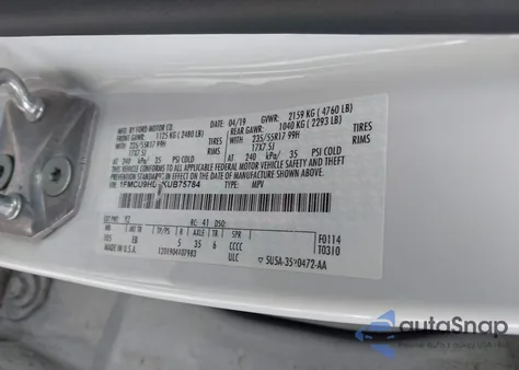 2019 Ford Escape Sel z USA, uszkodzony, nr VIN 1FMCU9HD5KUB75784